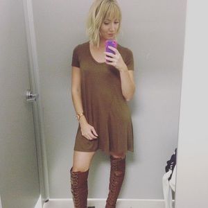 Army Green Zara Skater Dress